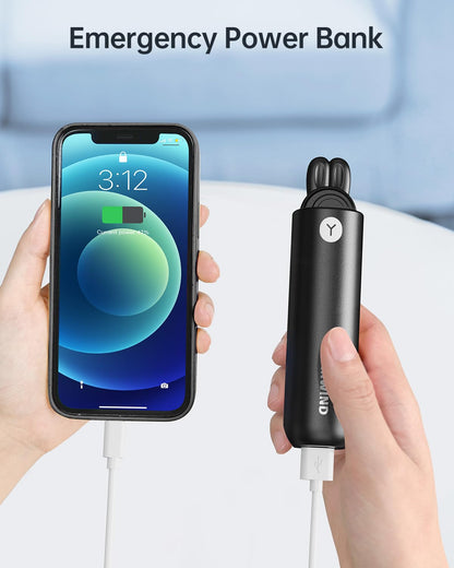Bearwind Portable Handheld Mini Fan: 2 in 1 Rechargeable Hand Held Fan with Backup Power & Digital Display - Summer Essentials for Travel, Concerts, Makeup, Lash - Gifts for Women, Girls (Black)